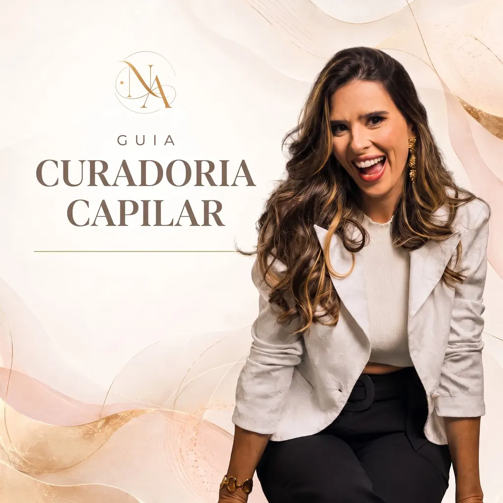 Capa do guia Curadoria Capilar, com a nutricionista Natália Amaral